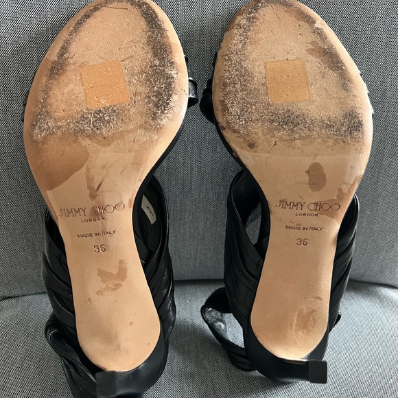 Jimmy Choo Lalia Black Leather 85 Sandals Heels Size 36 - Picture 9 of 12